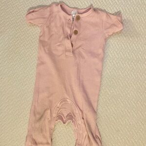 Soft Pink Bodysuit with Short Sleeves and Relaxed Fit